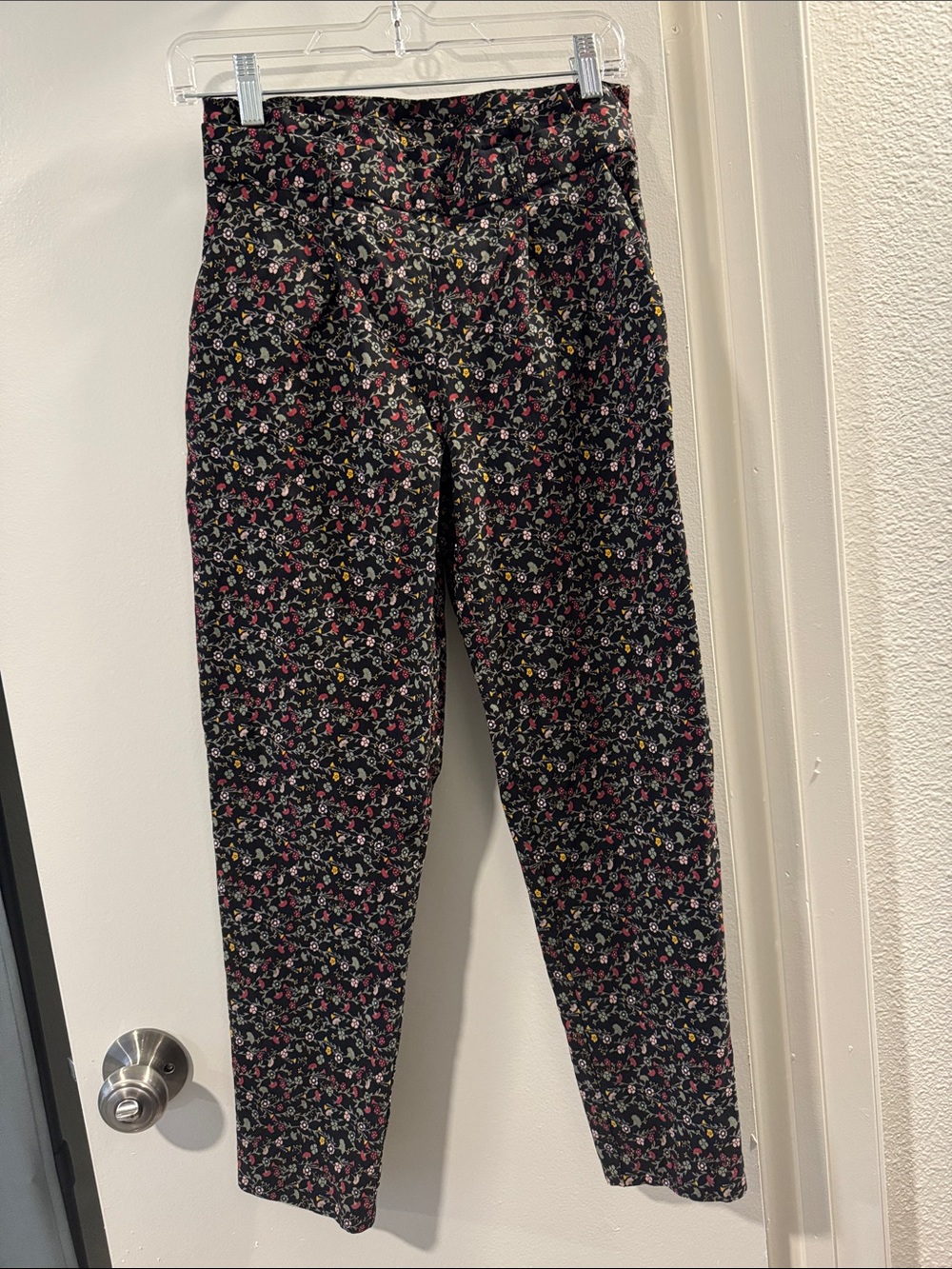 Jules & Leopold Black Floral Print Stretchy Trousers Sz Small